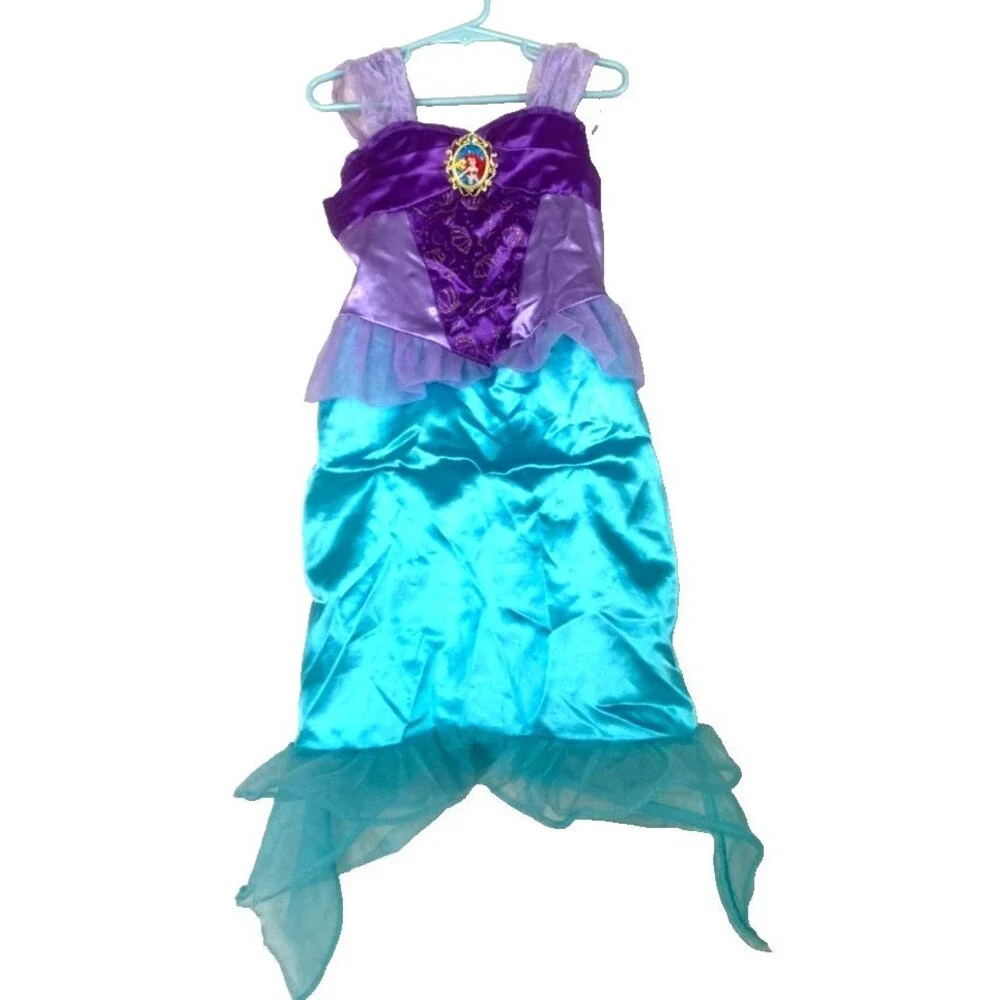 Disney Princess Ariel Little Mermaid Dress Costume w/ Crown & Purse - Size 4-6X - Picture 2 of 16